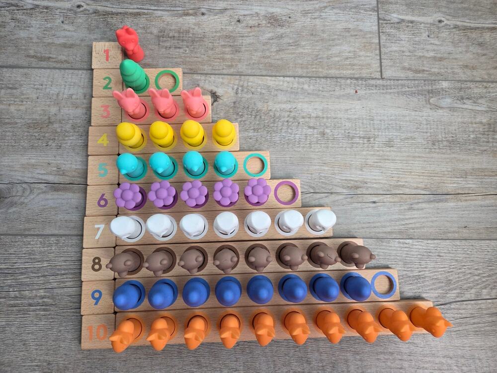 Lovevery Montessori Math Bars & Number Tiles / Number Sense Nature Counters